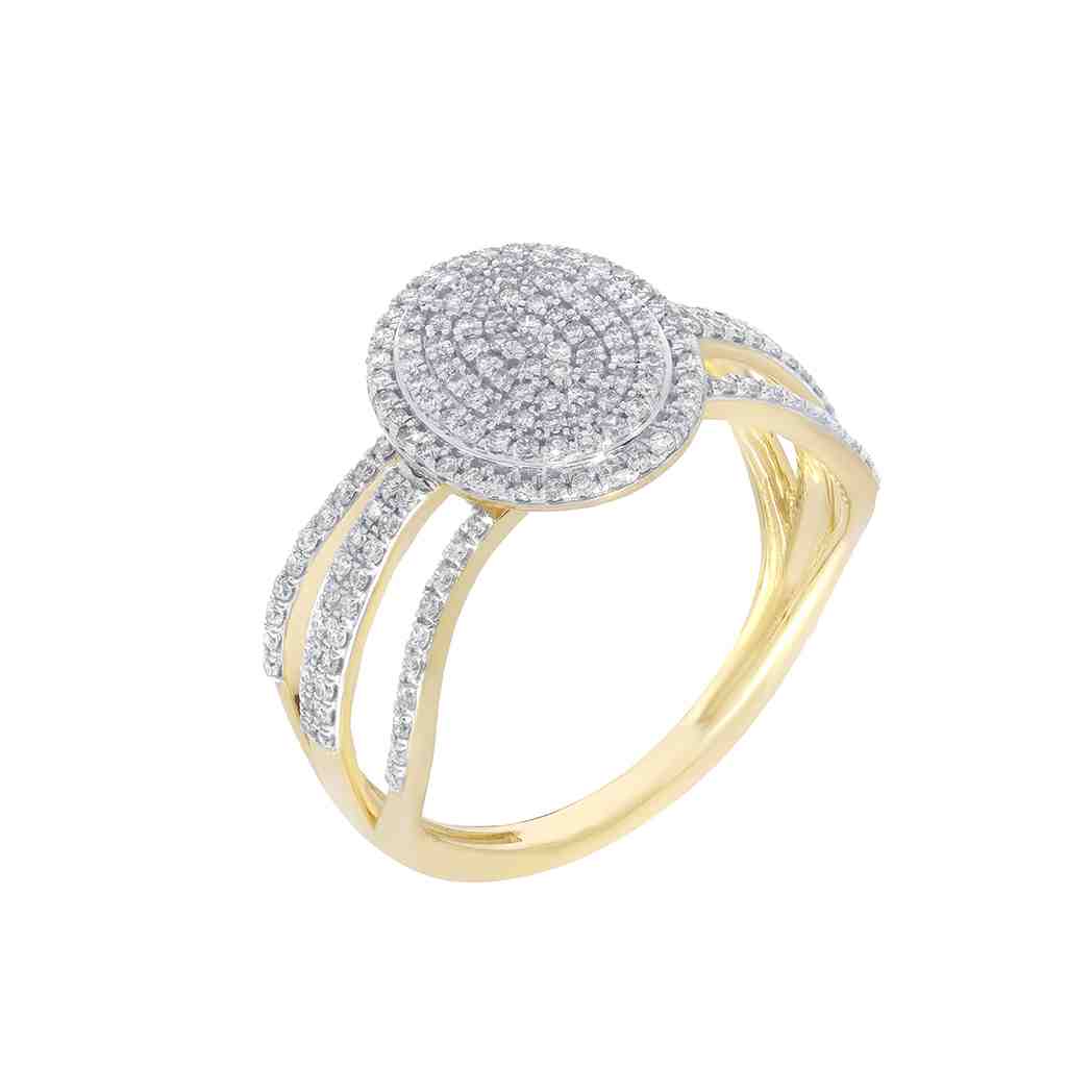 Composite Diamond Double Frame Triple Row Vintage-Style Engagement Ring LR11834A